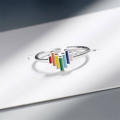 Red & Yellow Enamel Heart Open Band Ring