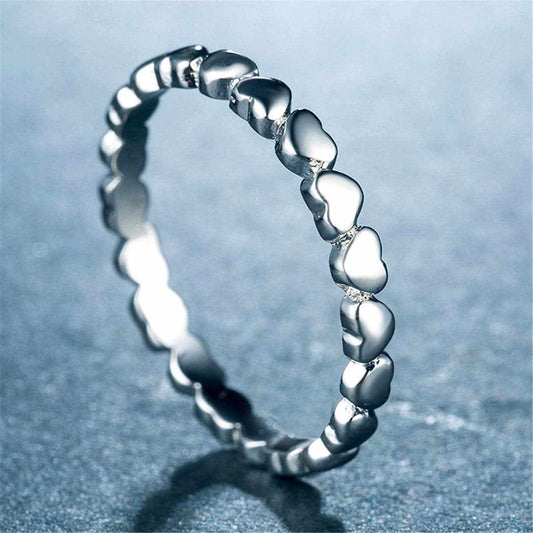 Silvertone Interlocking Heart Band