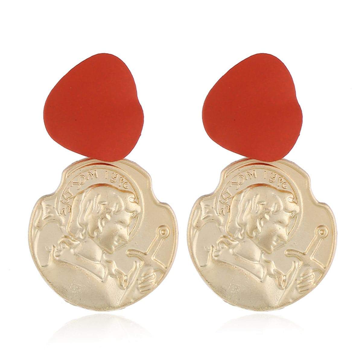 Enamel & Goldtone Coin Drop Earrings