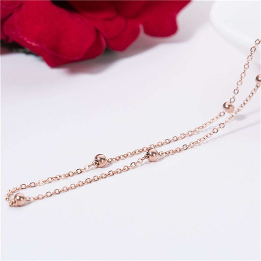Rose Goldtone Beaded Station Bracelet