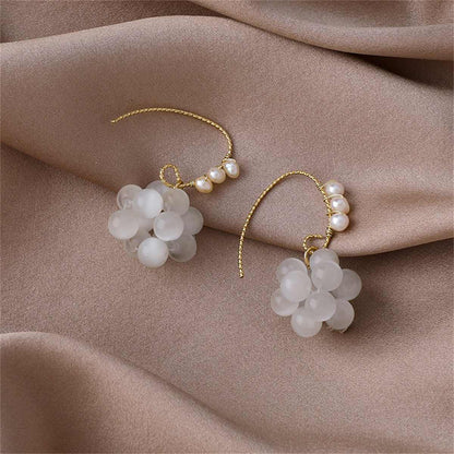White Cat's Eye & Pearl Goldtone Grape-Group Drop Earrings