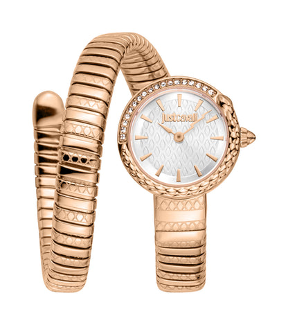 Jc1l301m0045 Just Cavalli Cerchio Snake Women’s Rose Gold Snake Watch with Silver Dial