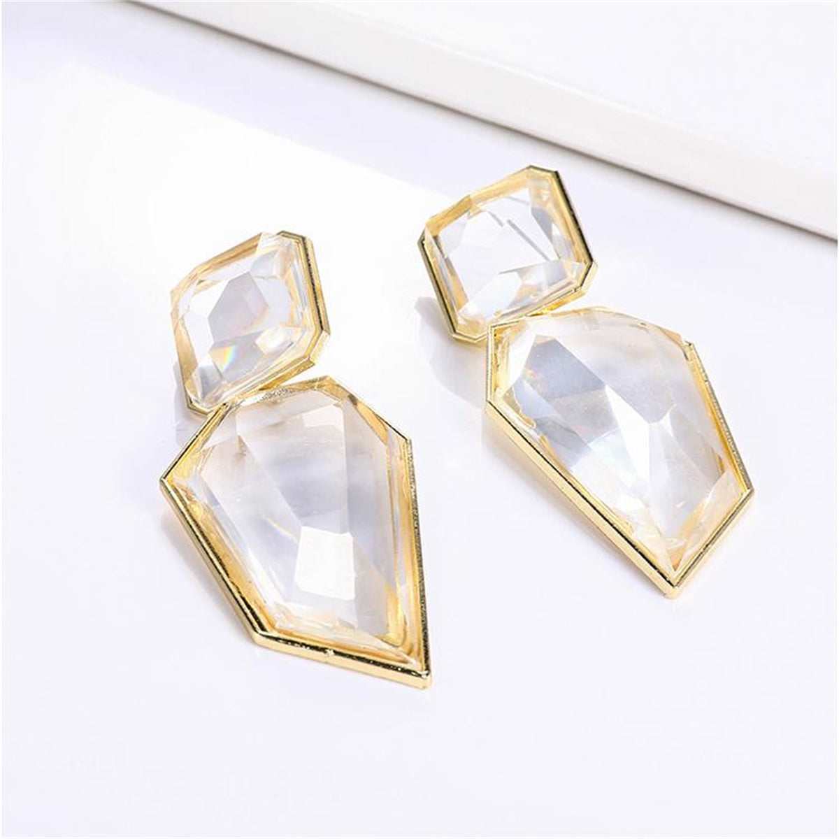 Goldtone & Acrylic Statement Drop Earring