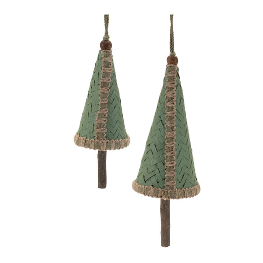 Melrose International Woven Bamboo Pine Tree Ornament (Set of 4)