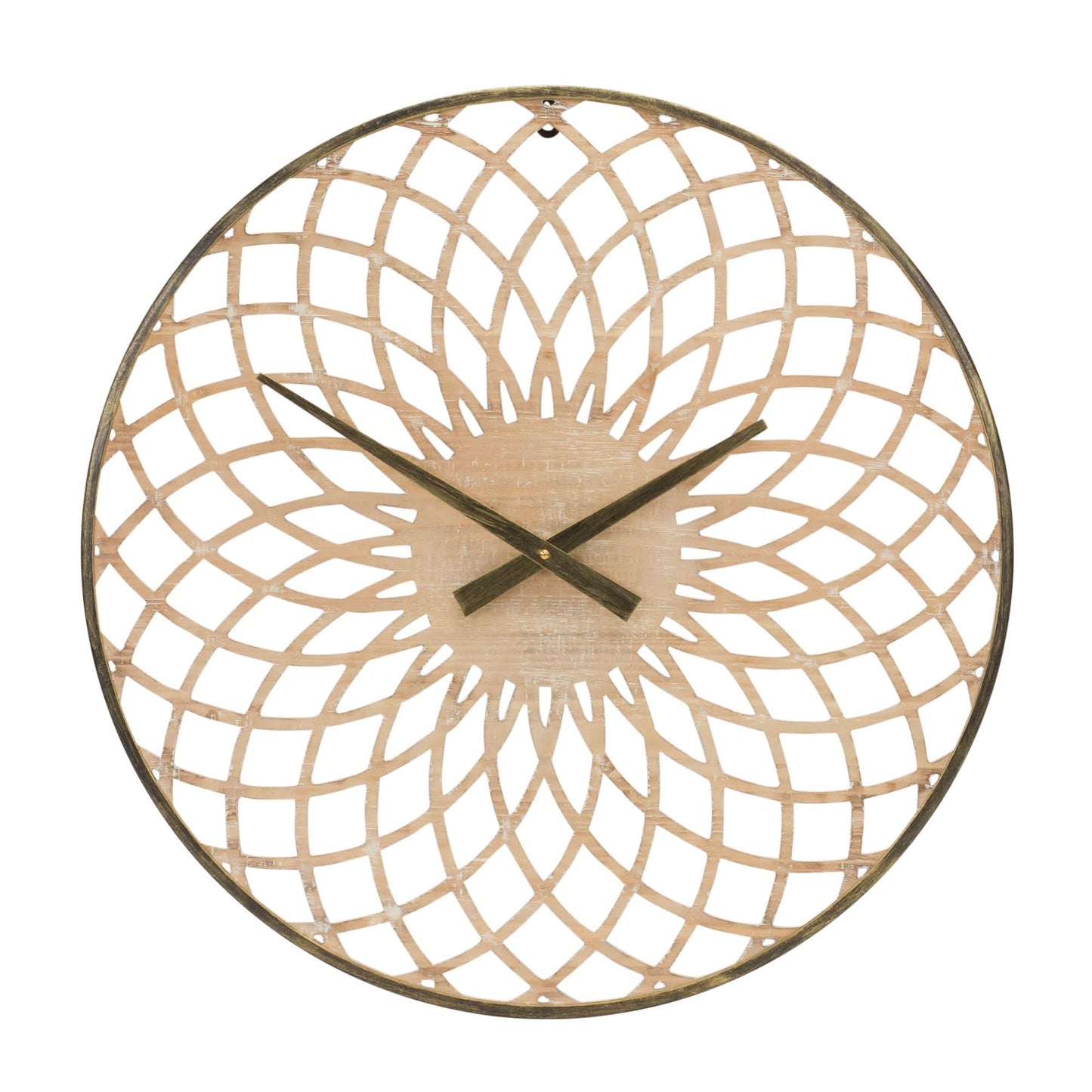 Melrose International Round Lattice Wood Wall Clock 23.75"D