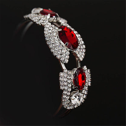 Red & Silvertone Oval Bangle