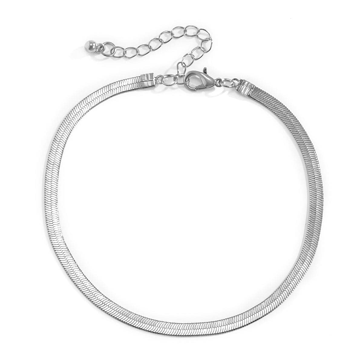 Silvertone Snake Chain Anklet-2
