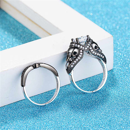 Crystal & Cubic Zirconia Skull Ring Set-1