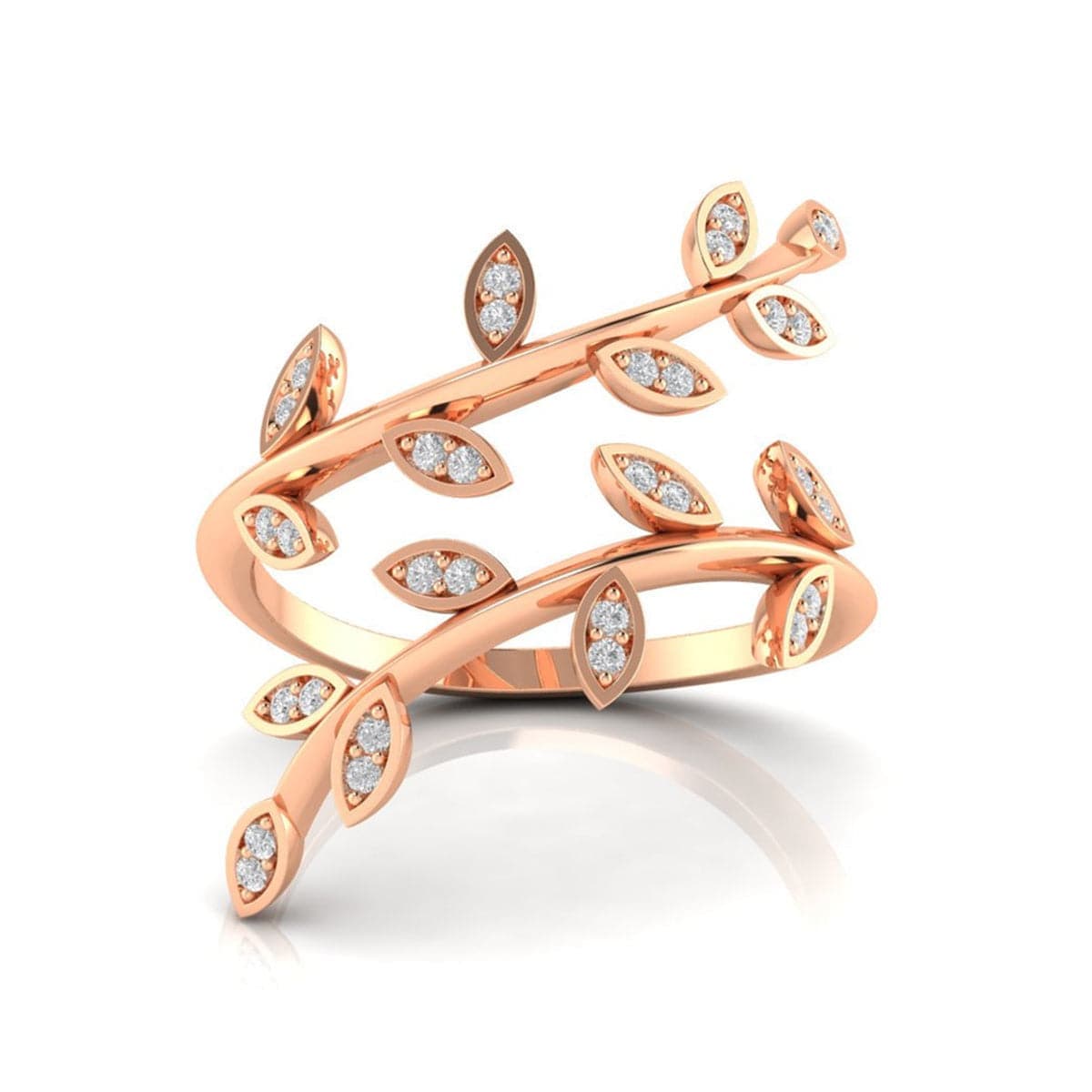 Cubic Zirconia & Rose Goldtone Vine Bypass Ring