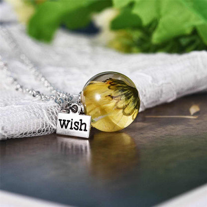 Silvertone 'Wish' Daisy Pendant Necklace