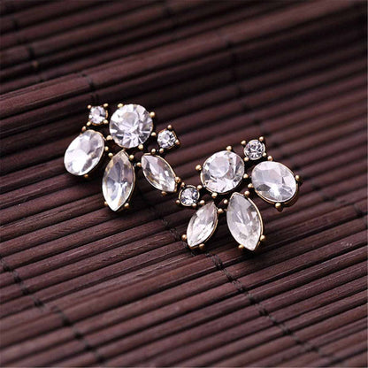 Clear Crystal & Goldtone Floral Stud Earrings