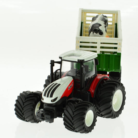 RC Farm Tractor Big Wheels With Cow In Animal Trailer