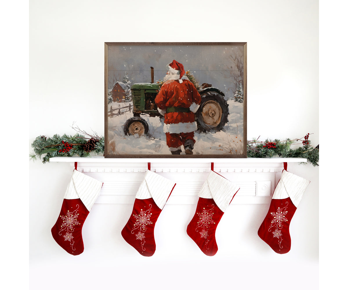Kendrick Home Santa With Green Tractor