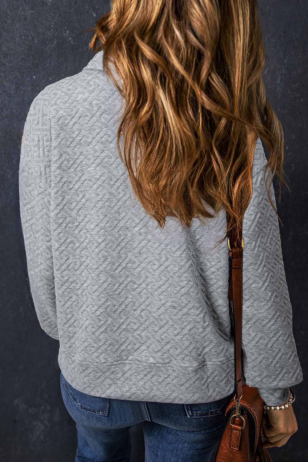 Threaded Pear Saige Half Zipper Collared Sweatshirt