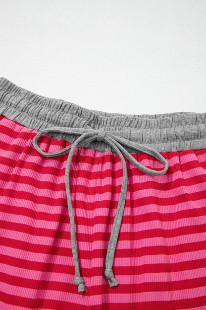 Threaded Pear Ocean Waist Casual Ribbed Shorts
