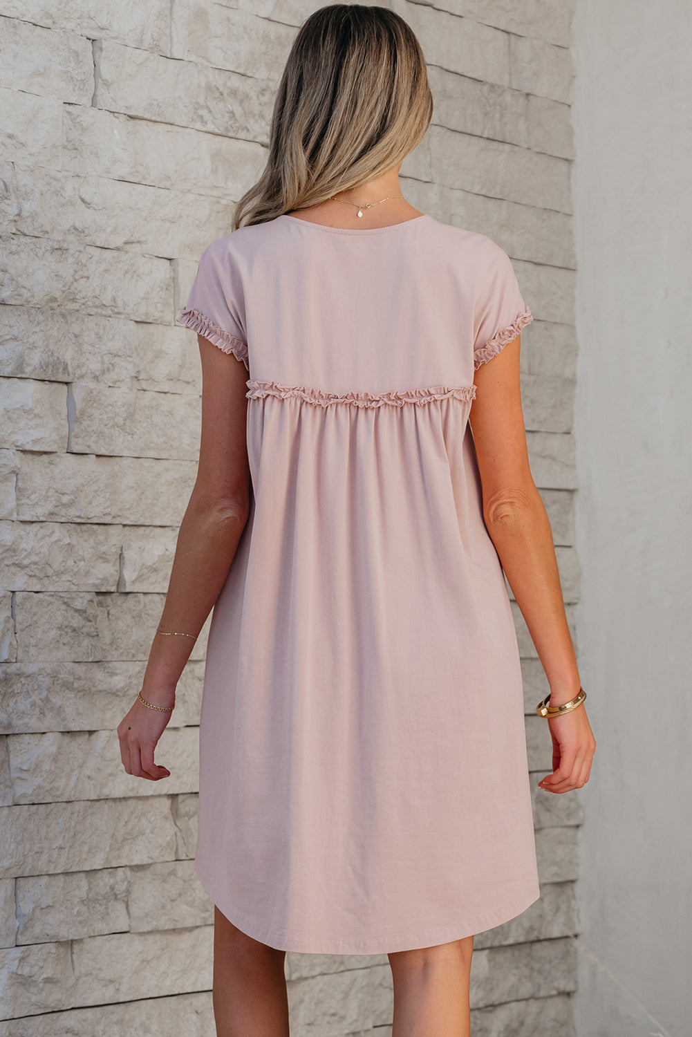 Threaded Pear Kennedi Frilled Trim Loose Fit Mini Dress