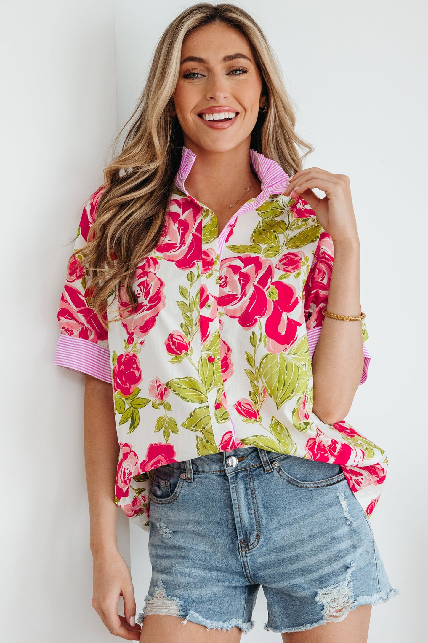 Threaded Pear Rebekah Collar Short Sleeve Shirt