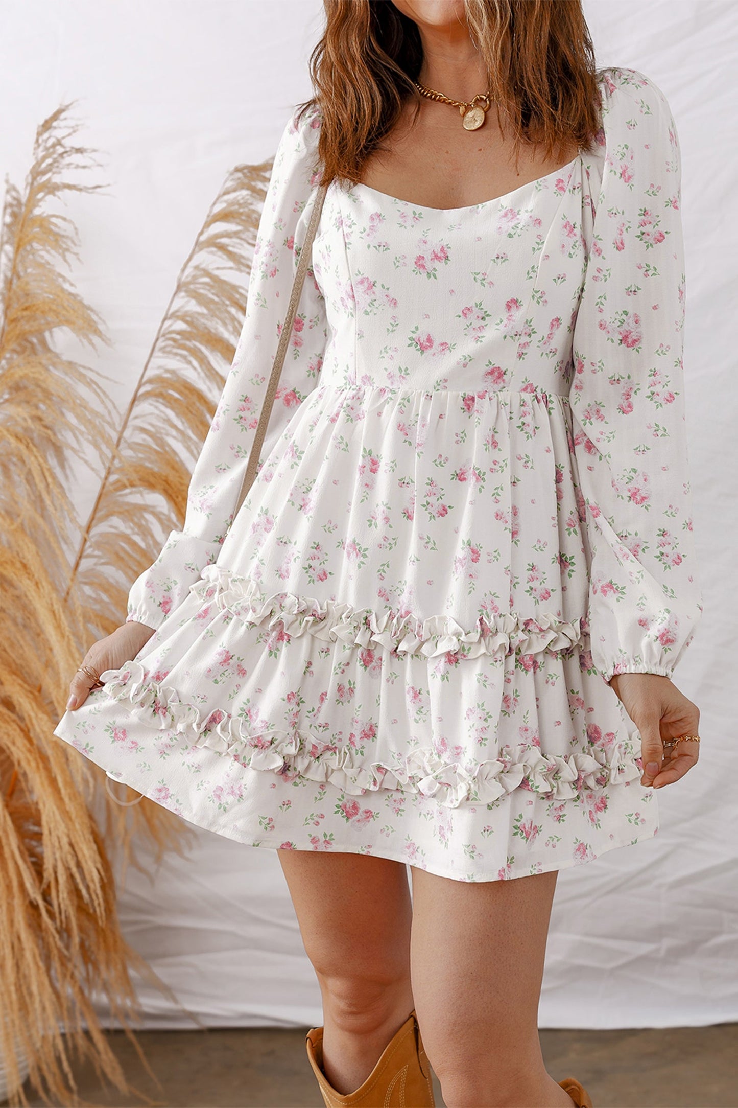 Threaded Pear Lottie Detail Flared Mini Dress
