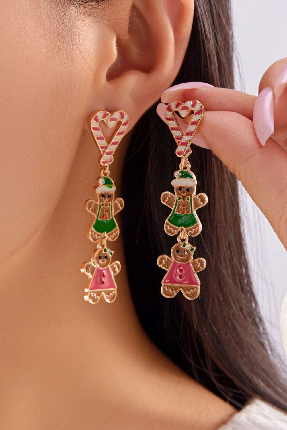 Ariya Heart Pendant Christmas Earrings - Thai Curry / ONE