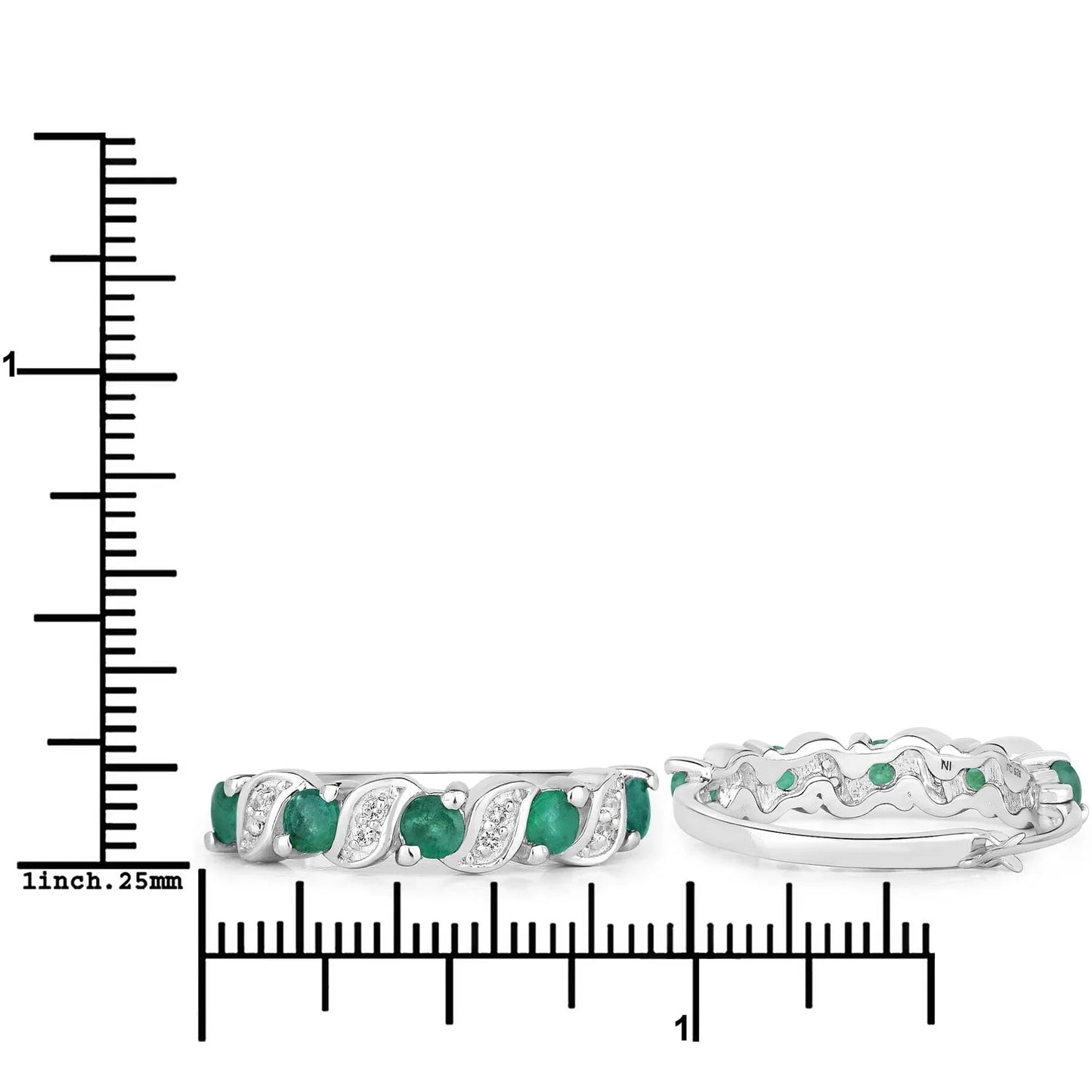 Genuine Green Emerald Hoop Earrings