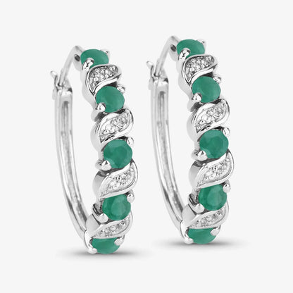 Genuine Green Emerald Hoop Earrings