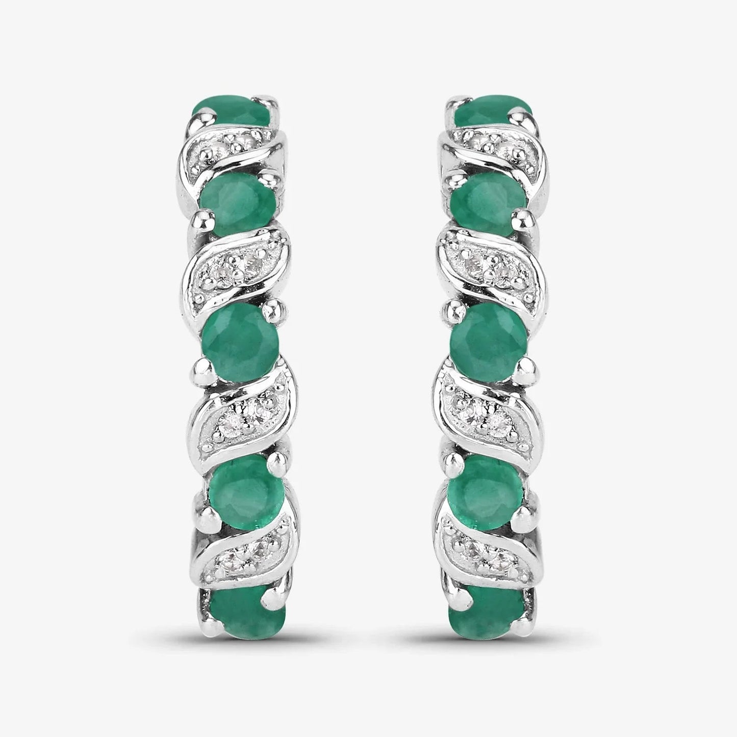 Genuine Green Emerald Hoop Earrings