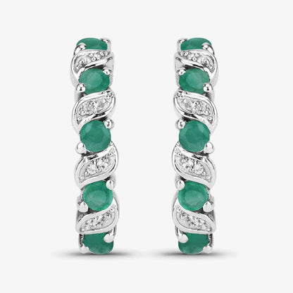 Genuine Green Emerald Hoop Earrings