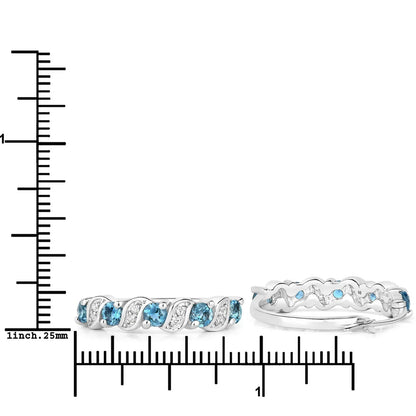 Genuine London Blue Topaz Hoop Earrings