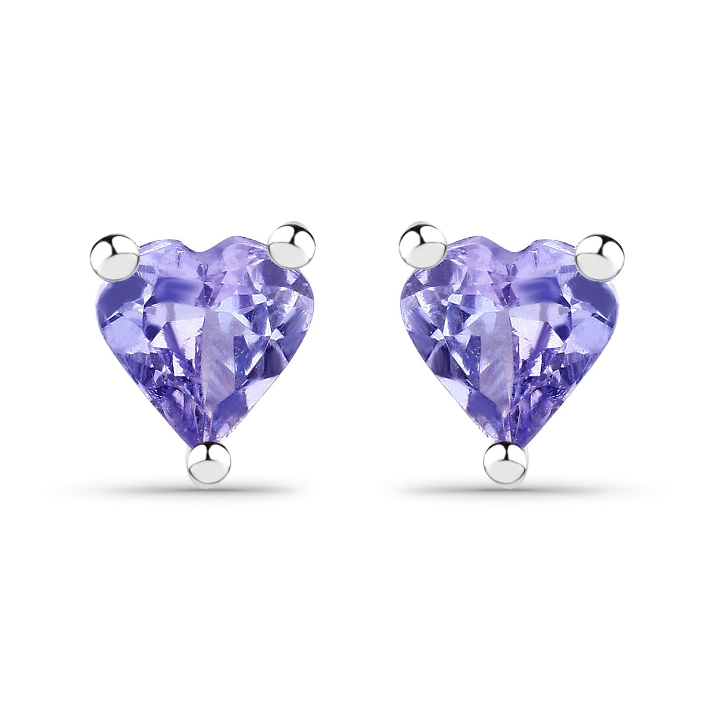 Genuine Tanzanite Heart Stud Earrings