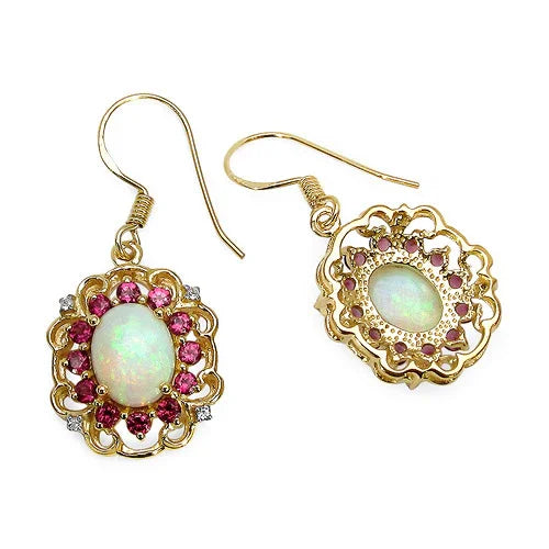 Multi Stone Prong Gold Plated Silver Halo Floral Earrings