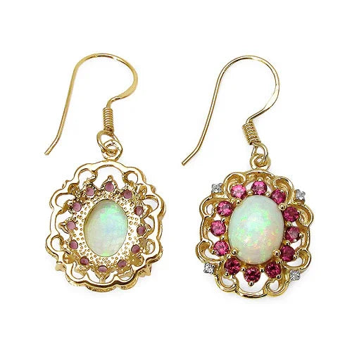Multi Stone Prong Gold Plated Silver Halo Floral Earrings