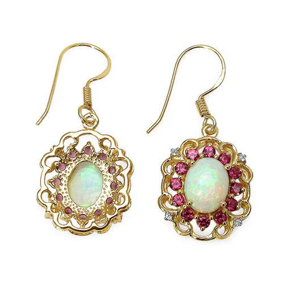 Multi Stone Prong Gold Plated Silver Halo Floral Earrings