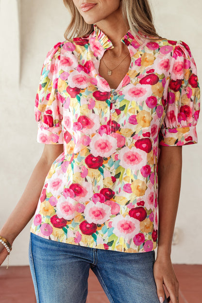 Threaded Pear Charleigh Puff Short Sleeve Blouse