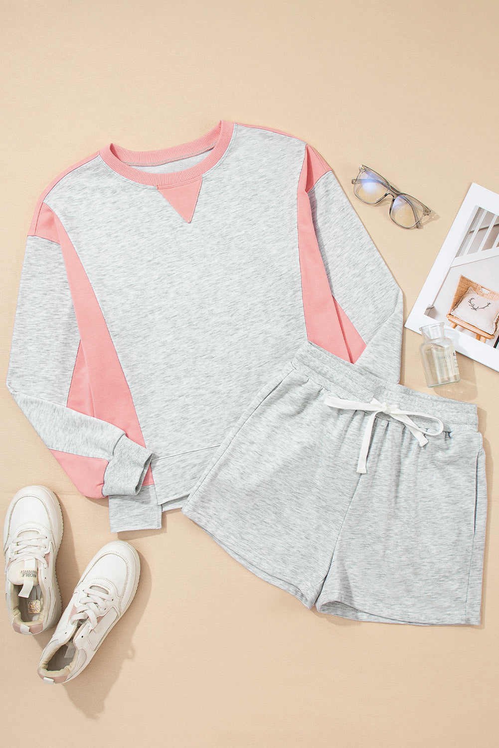Threaded Pear Charlie Raw Hem Pullover and Casual Shorts Set