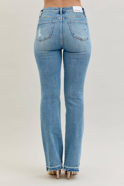 Daria - Mid Rise Destroy & Released Hem Bootcut Jeans