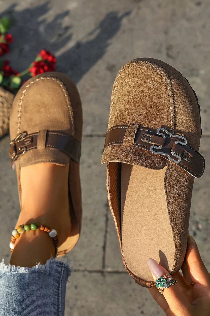 Threaded Pear Ayleen Leather Strap Mule Slippers