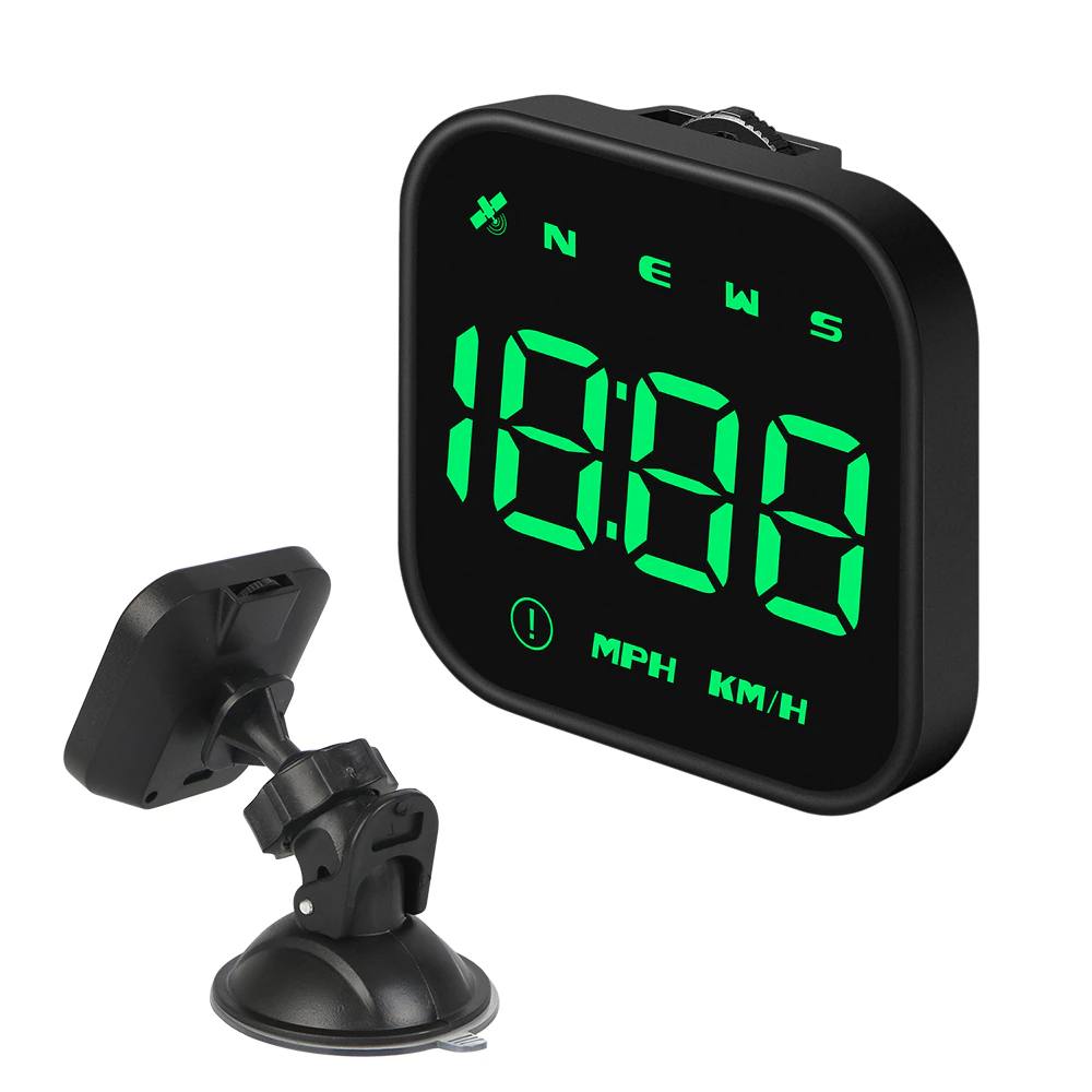 Prime Goods Digital Car HUD GPS Speedometer Head up Display MPH KMH Compass Overspeed Alarm - Black
