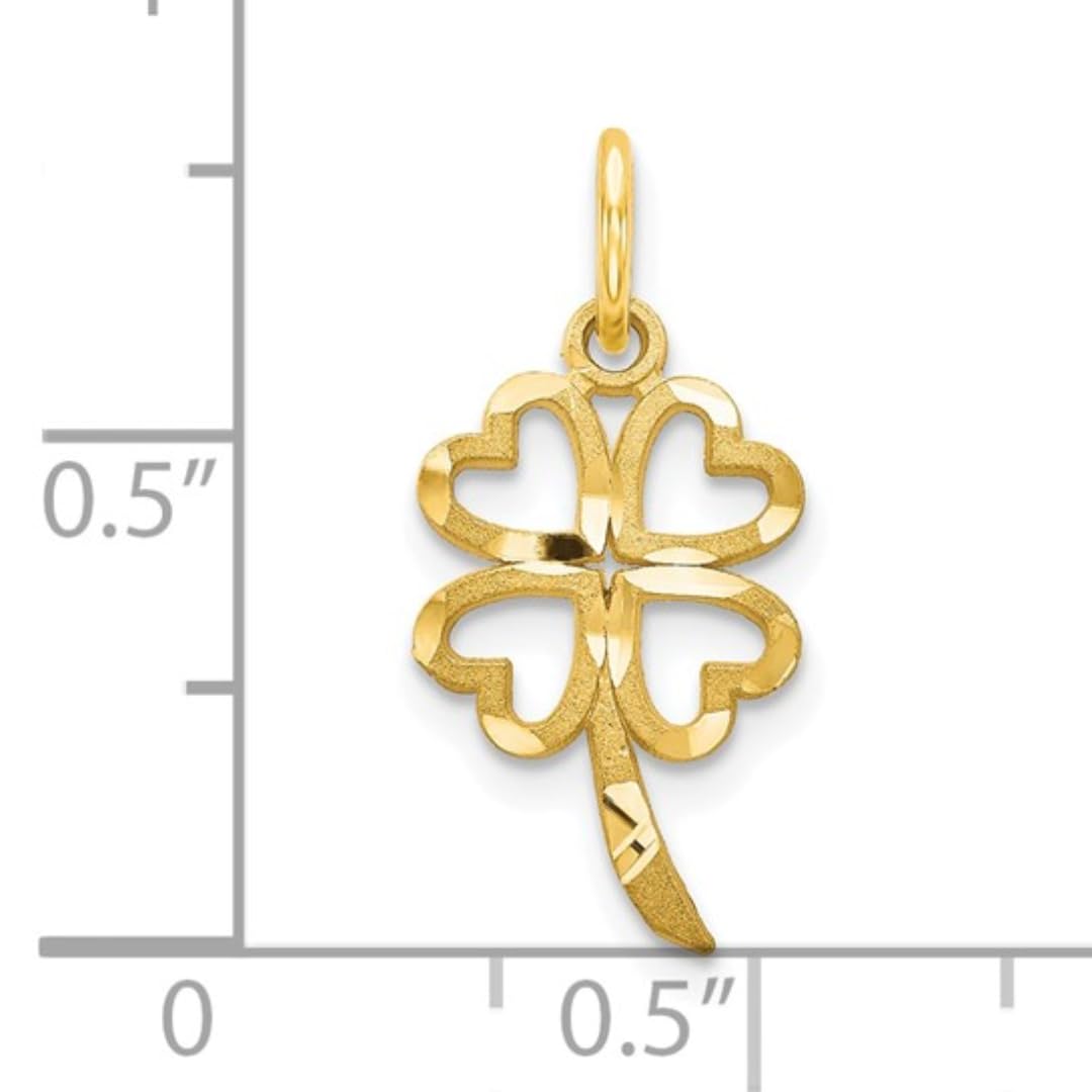 Good Luck Four Leaf Clover Charm Yellow Gold Pendant