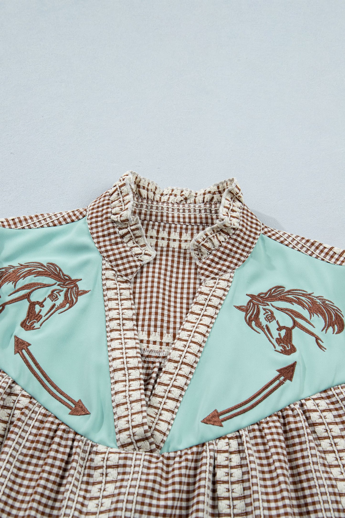 Threaded Pear Maggie Puff Sleeve Gingham Blouse