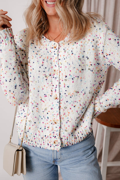 Threaded Pear Vienna Rhinestone Decor Confetti Sweater