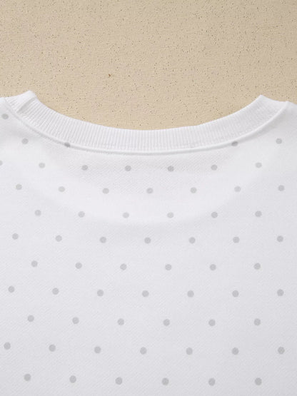 Polka Dot Long Sleeve Sweatshirt and Shorts Set