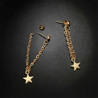 Goldtone Cable Chain Star Ear Jackets