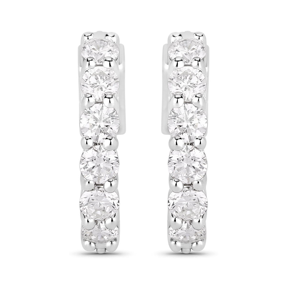 1.32 Ctw Round White Lab Created Diamond Sterling Silver Tennis Huggie Hoop Earrings