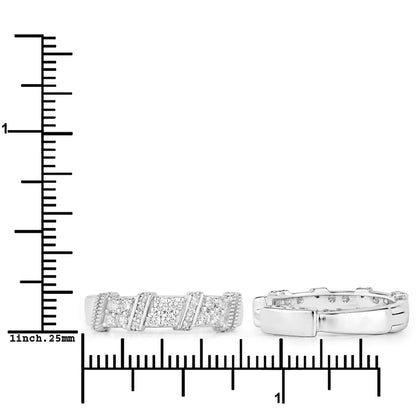 0.8 Ctw Round White Lab Created Diamond Sterling Silver Spiral Ribbon Hoop Earrings