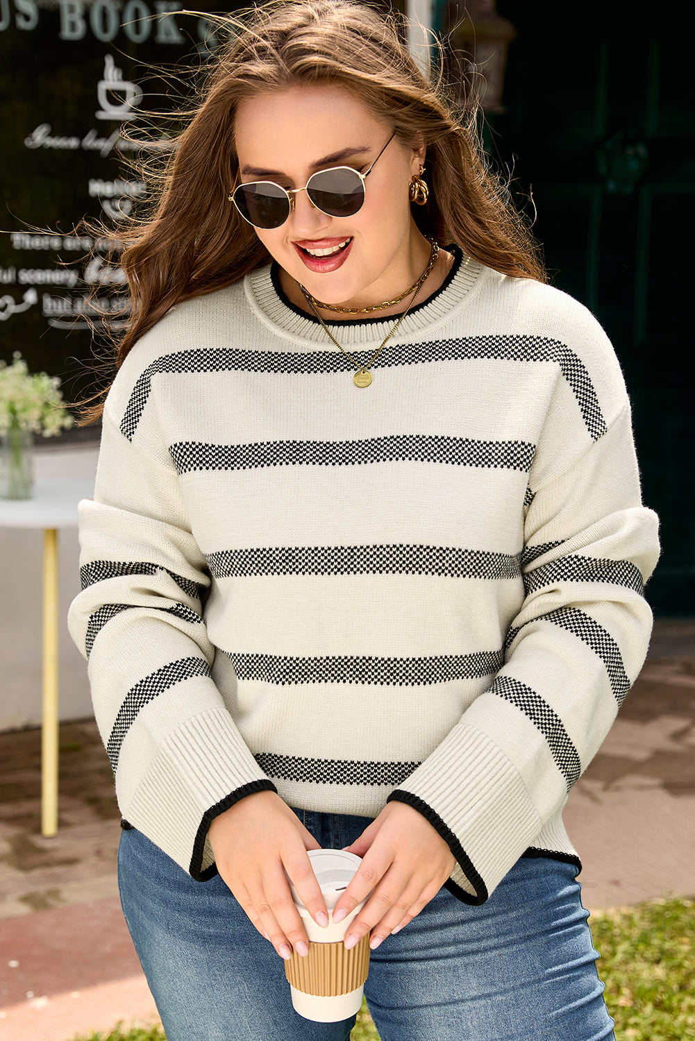 Threaded Pear Amelia Sleeve Drop Shoulder PLUS Sweater
