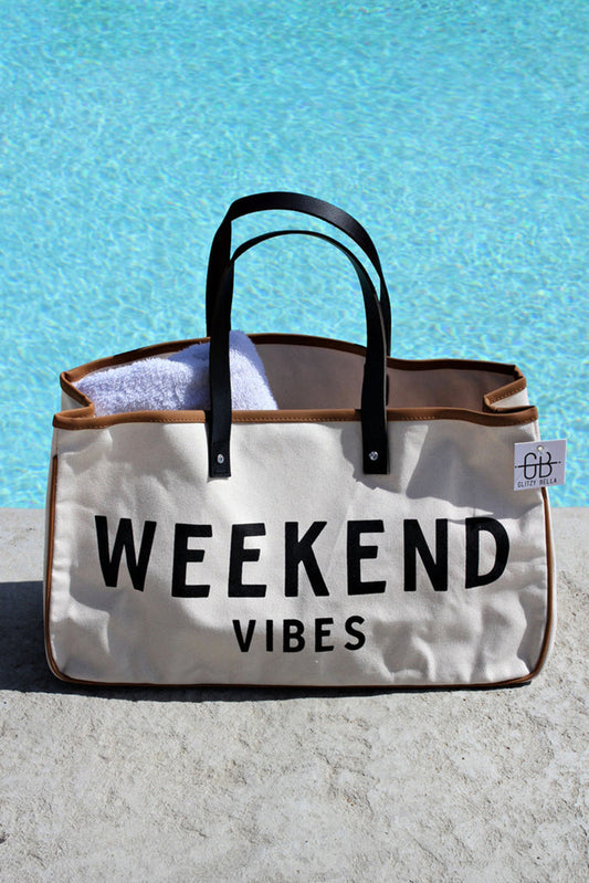 Threaded Pear Alicia WEEKEND VIBES Canvas Tote