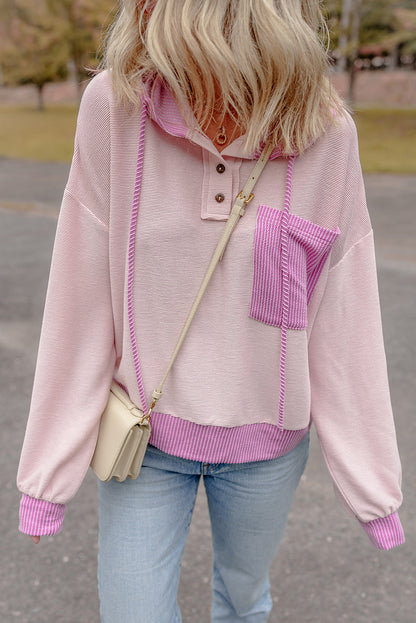 Threaded Pear Johanna Patch Drawstring Hooded Top