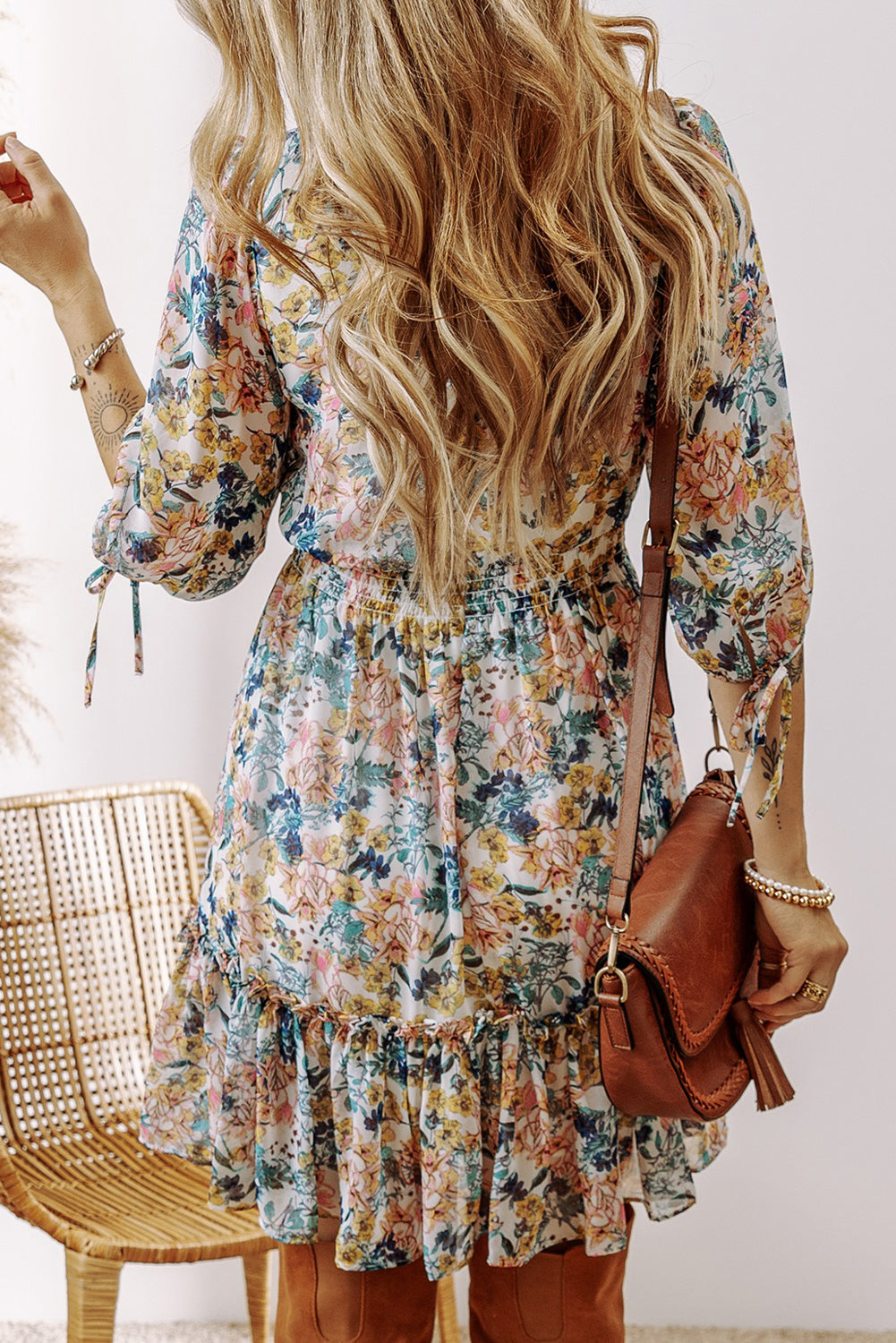 Threaded Pear Amira High Waist Ruffled Dress