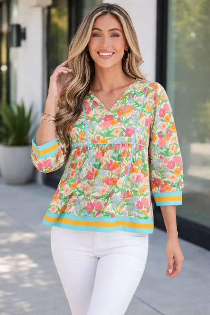 Threaded Pear Adley Puff Sleeve Babydoll Blouse