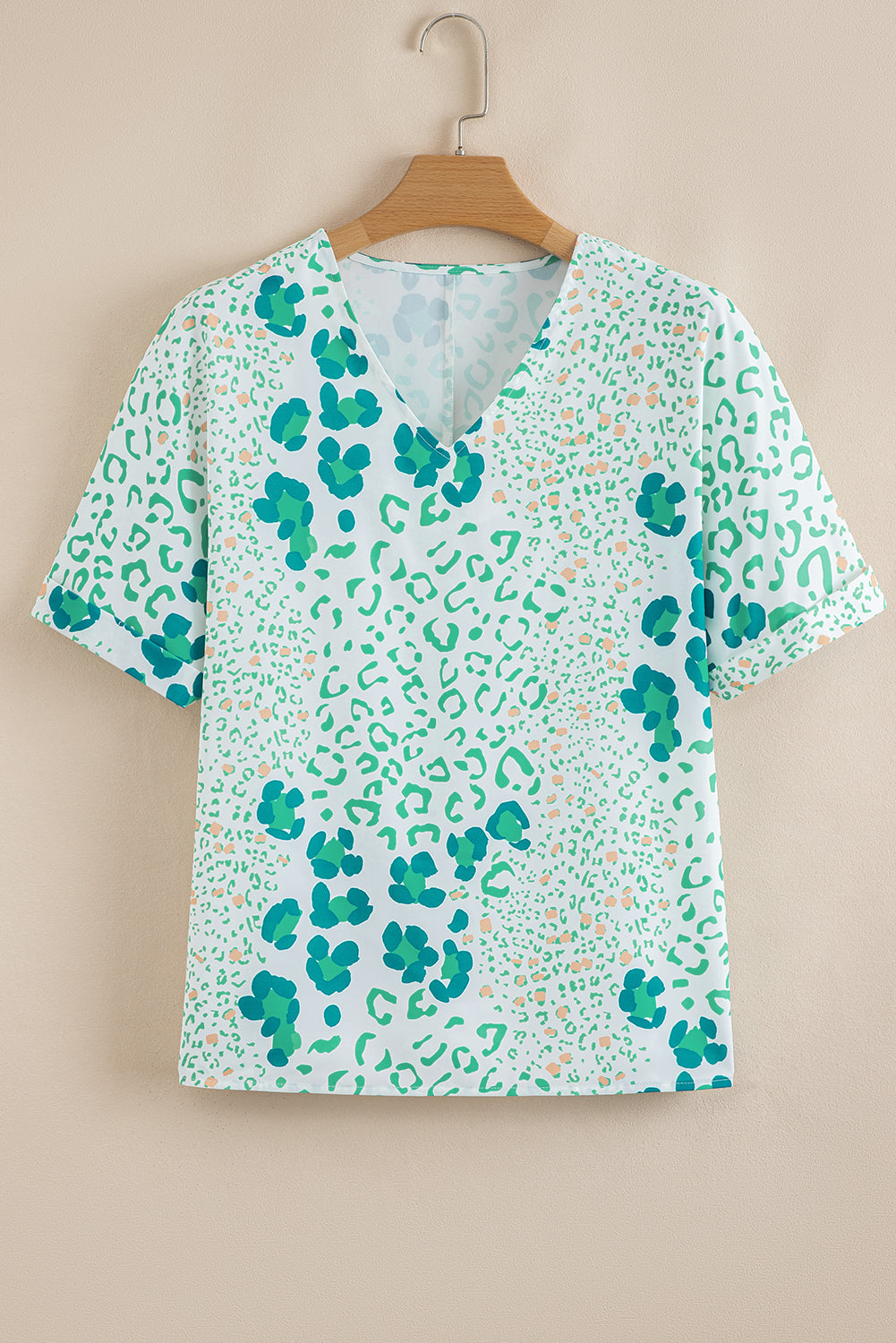 Threaded Pear Azalea Print Short Sleeve Blouse